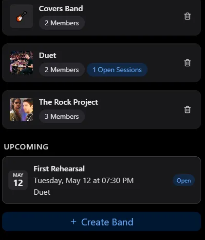 Bands Dashboard
